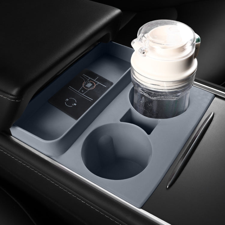 For Tesla Model3/Y Central Water Cup Limiter Silicone Coaster(Black) - Car Drink Holders by PMC Jewellery | Online Shopping South Africa | PMC Jewellery | Buy Now Pay Later Mobicred