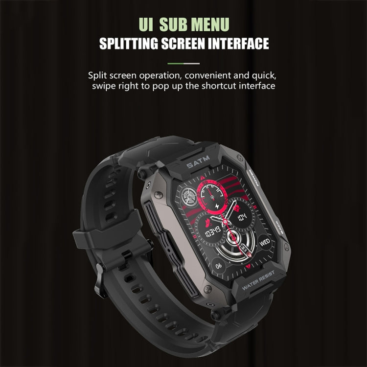 C20Plus 1.81-inch Health Monitoring Waterproof Bluetooth Call Smart Watch, Color: Black 3-Beads - Smart Watches by PMC Jewellery | Online Shopping South Africa | PMC Jewellery | Buy Now Pay Later Mobicred