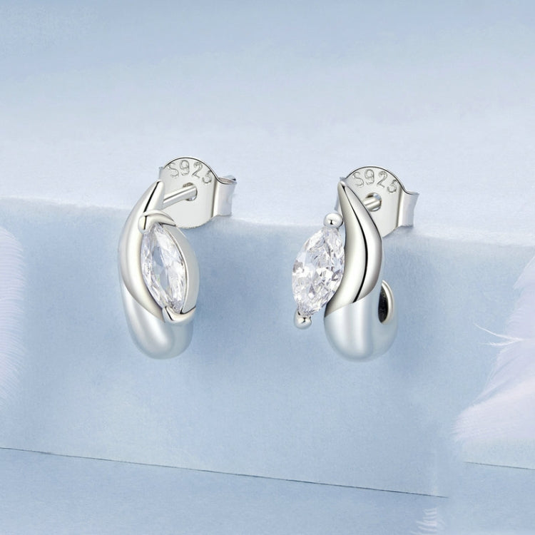 S925 Sterling Silver Zircon Marquise Women Earrings(BSE971) - Stud Earrings & Earrings by PMC Jewellery | Online Shopping South Africa | PMC Jewellery | Buy Now Pay Later Mobicred