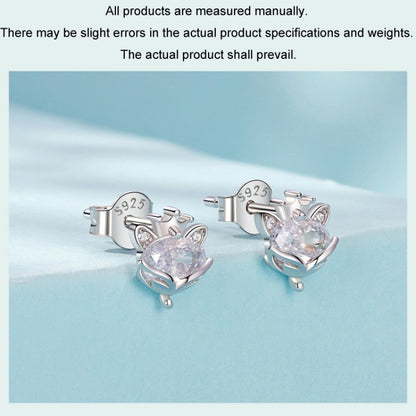 S925 Sterling Silver Platinum Plated Crown Fox Princess Earrings(SCE1708) - Stud Earrings & Earrings by PMC Jewellery | Online Shopping South Africa | PMC Jewellery | Buy Now Pay Later Mobicred