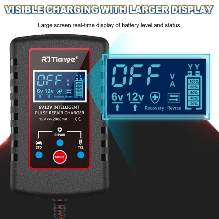 RJtianye 6V/12V ASE Adapter Cable Car Motorcycle Lawn Mower Battery Charger(US Plug) - Battery Charger by RJtianye | Online Shopping South Africa | PMC Jewellery | Buy Now Pay Later Mobicred