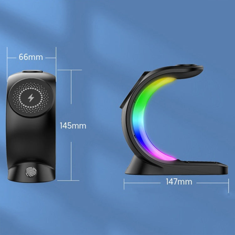 T17 3-in-1 RGB Atmosphere Light MagSafe Phone Watch Earphone Wireless Charger, Color: Black with  UK Plug - Wireless Charger by PMC Jewellery | Online Shopping South Africa | PMC Jewellery | Buy Now Pay Later Mobicred