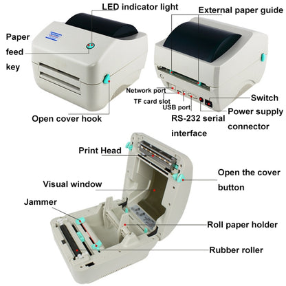 Xprinter XP-450B USB Port Supermarket Cashier Barcode Thermal Printer(UK Plug) - Printer by Xprinter | Online Shopping South Africa | PMC Jewellery | Buy Now Pay Later Mobicred