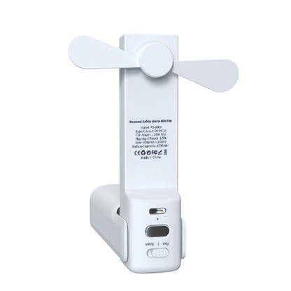 PS-J009 4-In-1 LED Light Buzzer Alarm Mini Folding Handheld Fan(Milk White) - Electric Fans by PMC Jewellery | Online Shopping South Africa | PMC Jewellery | Buy Now Pay Later Mobicred