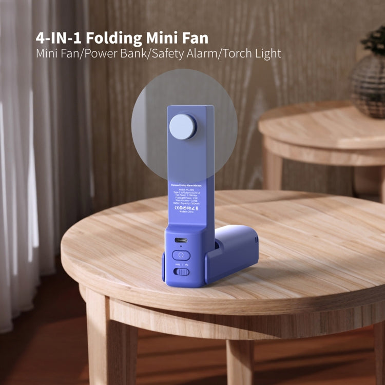 PS-J009 4-In-1 LED Light Buzzer Alarm Mini Folding Handheld Fan(Milk White) - Electric Fans by PMC Jewellery | Online Shopping South Africa | PMC Jewellery | Buy Now Pay Later Mobicred