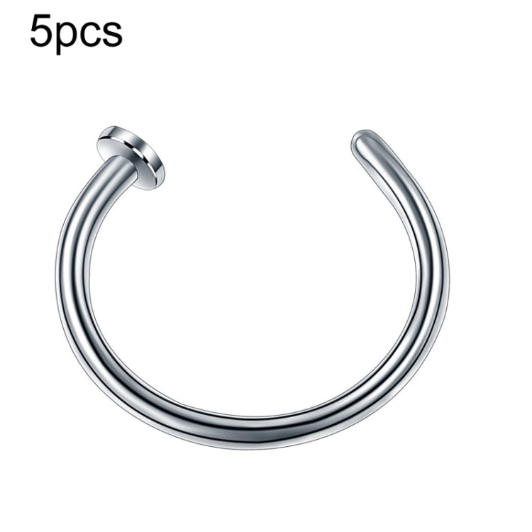 5pcs Stainless Steel Nose Ring Without Hole C-Shape Nose Staple Lip Band Earrings, Size: 0.8 x 8+2(Steel Color) - Stud Earrings & Earrings by PMC Jewellery | Online Shopping South Africa | PMC Jewellery | Buy Now Pay Later Mobicred