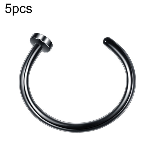 5pcs Stainless Steel Nose Ring Without Hole C-Shape Nose Staple Lip Band Earrings, Size: 0.8 x 10+2(Black) - Stud Earrings & Earrings by PMC Jewellery | Online Shopping South Africa | PMC Jewellery | Buy Now Pay Later Mobicred