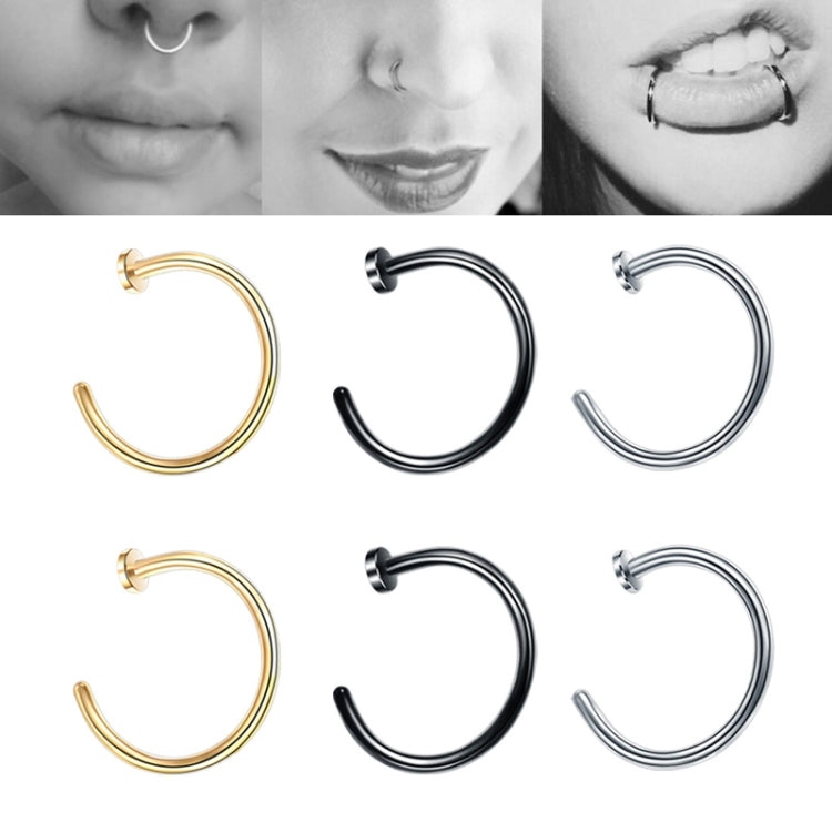 5pcs Stainless Steel Nose Ring Without Hole C-Shape Nose Staple Lip Band Earrings, Size: 0.8 x 6+2(Black) - Stud Earrings & Earrings by PMC Jewellery | Online Shopping South Africa | PMC Jewellery | Buy Now Pay Later Mobicred