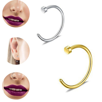 5pcs Stainless Steel Nose Ring Without Hole C-Shape Nose Staple Lip Band Earrings, Size: 0.8 x 8+2(Steel Color) - Stud Earrings & Earrings by PMC Jewellery | Online Shopping South Africa | PMC Jewellery | Buy Now Pay Later Mobicred