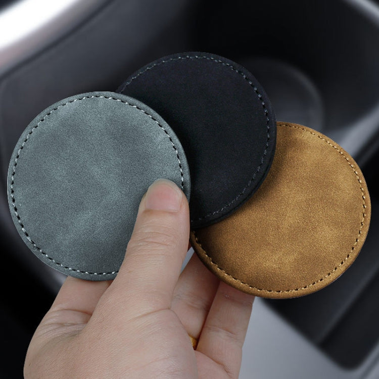 2pcs/ Set Car Suede Anti-Slip Water Coaster Car Interior Decoration(Brown) - Car Drink Holders by PMC Jewellery | Online Shopping South Africa | PMC Jewellery | Buy Now Pay Later Mobicred