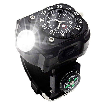 Outdoor LED Flashlight Wrist Watch With Compass Night Running Silicone Lighting Lamp(Black) - Sport Watches by PMC Jewellery | Online Shopping South Africa | PMC Jewellery | Buy Now Pay Later Mobicred