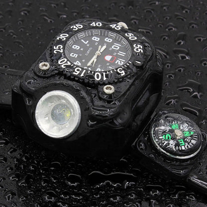 Outdoor LED Flashlight Wrist Watch With Compass Night Running Silicone Lighting Lamp(Black) - Sport Watches by PMC Jewellery | Online Shopping South Africa | PMC Jewellery | Buy Now Pay Later Mobicred