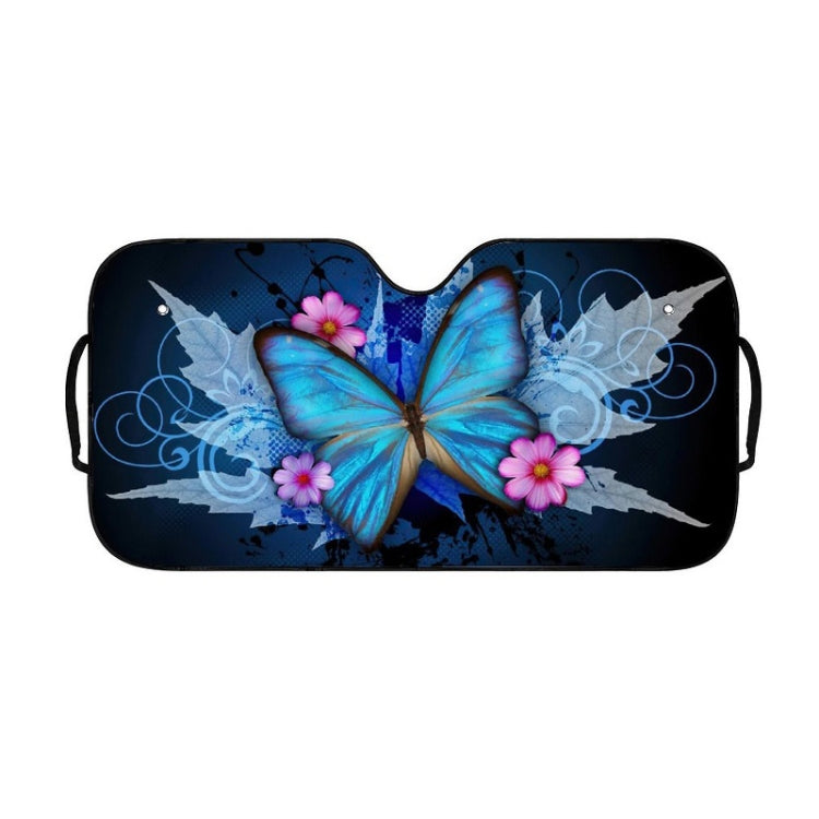 70x138cm Printed Car Sun Protection Heat Insulation Sunshade(Blue Butterfly) - Window Foils & Solar Protection by PMC Jewellery | Online Shopping South Africa | PMC Jewellery | Buy Now Pay Later Mobicred