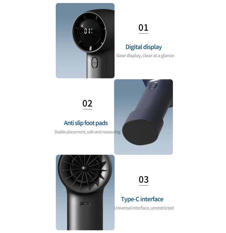 Outdoor Handheld Turbine Digital Display 100-Speed High-Speed Mini Fan, Color: Navy Blue - Electric Fans by PMC Jewellery | Online Shopping South Africa | PMC Jewellery | Buy Now Pay Later Mobicred