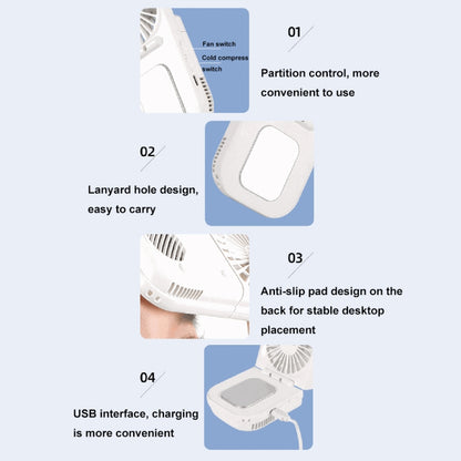 USB Charging Folding Outdoor Handheld Mini Cold Compress Fan Desktop Cooling Fan(White) - Electric Fans by PMC Jewellery | Online Shopping South Africa | PMC Jewellery | Buy Now Pay Later Mobicred