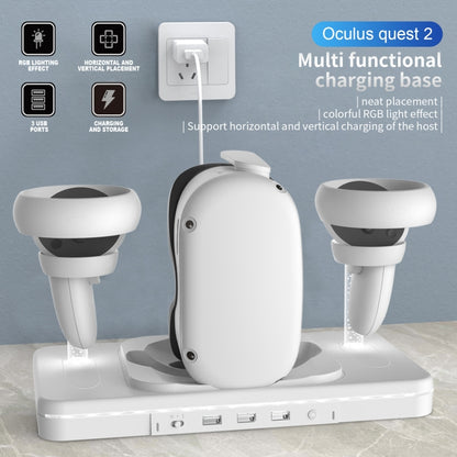 For Meta Quest 2 Desktop Bracket VR Glasses Wireless Charger Colorful Light Emitting Base(White) - VR Accessories by PMC Jewellery | Online Shopping South Africa | PMC Jewellery | Buy Now Pay Later Mobicred