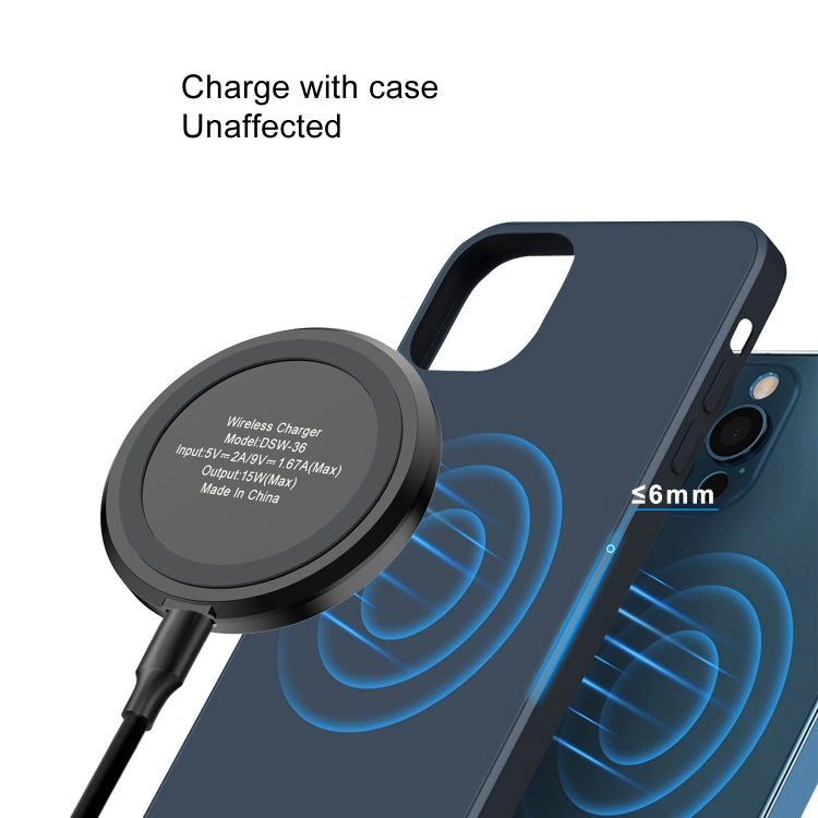 DSW-36B Mobile Phone Wireless Charger Mini 15W Fast Charging Type-C Round QI - Wireless Charger by PMC Jewellery | Online Shopping South Africa | PMC Jewellery | Buy Now Pay Later Mobicred