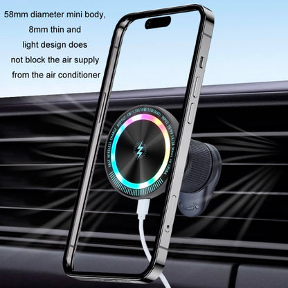 Magsafe 15W Magnetic Colorful Light Wireless Charging Mobile Phone Holder, Color: A9 Air Outlet Silver - Wireless Charger Holders by PMC Jewellery | Online Shopping South Africa | PMC Jewellery | Buy Now Pay Later Mobicred