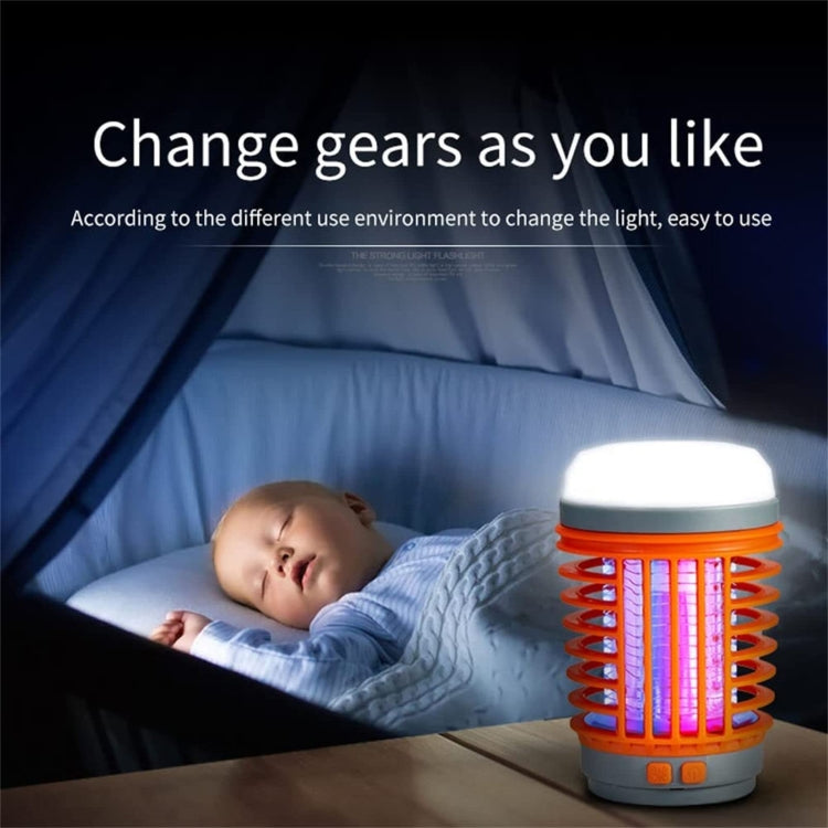 E-SMARTER W890-1 Solar LED Electric Shock Mosquito Light Outdoor USB Rechargeable Lighting Mosquito Trap(Orange) - Repellents by E-SMARTER | Online Shopping South Africa | PMC Jewellery | Buy Now Pay Later Mobicred