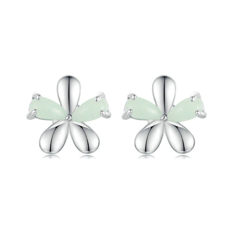 S925 Sterling Silver Platinum Plated Luminous Flower Stud Earrings(SCE1714) - Stud Earrings & Earrings by PMC Jewellery | Online Shopping South Africa | PMC Jewellery | Buy Now Pay Later Mobicred