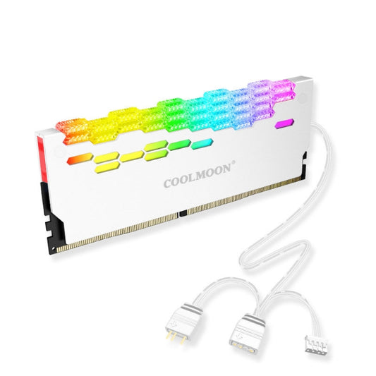 COOLMOON RA-2 Heatsink Cooler ARGB Colorful Flashing Memory Bank Cooling Radiator For PC Desktop Computer Accessories(White) - Fan Cooling by COOLMOON | Online Shopping South Africa | PMC Jewellery | Buy Now Pay Later Mobicred