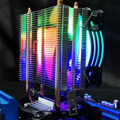 COOLMOON Frost Double Copper Tube CPU Fan Desktop PC Illuminated Silent AMD Air-Cooled Cooler, Style: P2 Magic Moon Edition Single Fan - Fan Cooling by COOLMOON | Online Shopping South Africa | PMC Jewellery | Buy Now Pay Later Mobicred