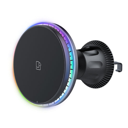 Car Magnetic Wireless Charging Cell Phone Holder With Ambient Light, Style: Colorful Light - Wireless Charger Holders by PMC Jewellery | Online Shopping South Africa | PMC Jewellery | Buy Now Pay Later Mobicred