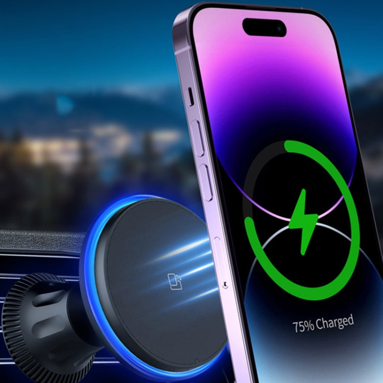 Car Magnetic Wireless Charging Cell Phone Holder With Ambient Light, Style: Colorful Light - Wireless Charger Holders by PMC Jewellery | Online Shopping South Africa | PMC Jewellery | Buy Now Pay Later Mobicred