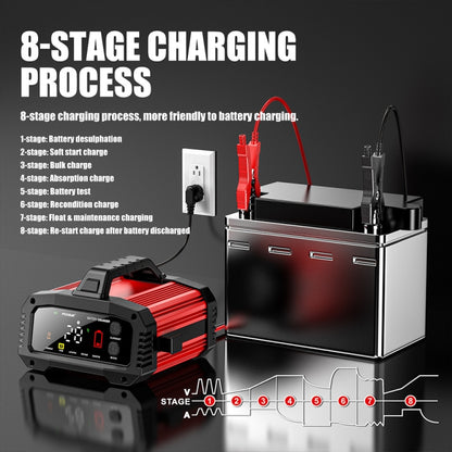 FOXSUR 25A 12V/24V Portable High-Power Car Ship Motorcycle Charger(EU Plug) - Battery Charger by FOXSUR | Online Shopping South Africa | PMC Jewellery | Buy Now Pay Later Mobicred