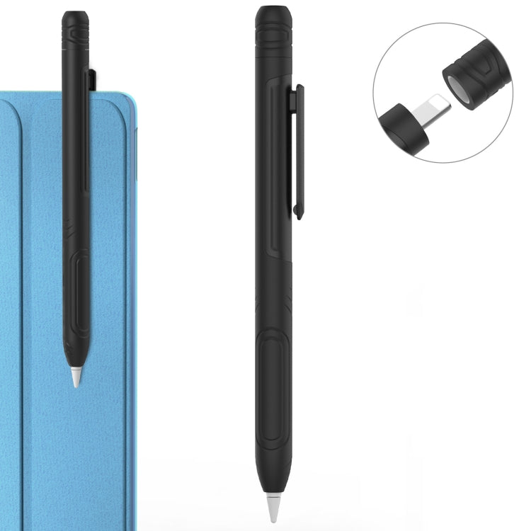 For Apple Pencil 1 AhaStyle PT141 Triple Defense Pen Clip Silicone Protective Case(Black) - Pencil Accessories by AhaStyle | Online Shopping South Africa | PMC Jewellery | Buy Now Pay Later Mobicred