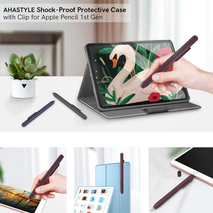 For Apple Pencil 1 AhaStyle PT141 Triple Defense Pen Clip Silicone Protective Case(Midnight Blue) - Pencil Accessories by AhaStyle | Online Shopping South Africa | PMC Jewellery | Buy Now Pay Later Mobicred