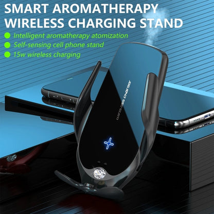 Car Cell Phone Holder Wireless Charger Aromatherapy Spray(Black) - Wireless Charger Holders by PMC Jewellery | Online Shopping South Africa | PMC Jewellery | Buy Now Pay Later Mobicred