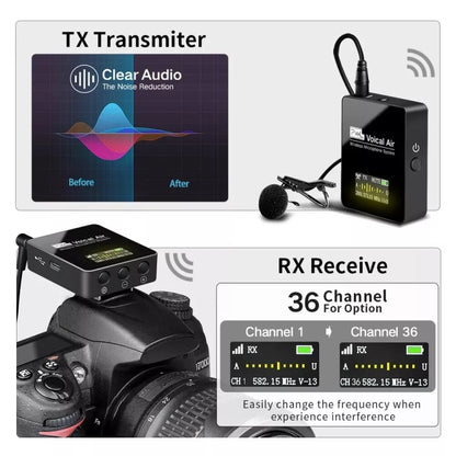 Pixel UHF Wireless Lavalier Microphone System with Real time Monitoring for DSLR Cameras Phones 1 To 1 - Microphone by Pixel | Online Shopping South Africa | PMC Jewellery | Buy Now Pay Later Mobicred