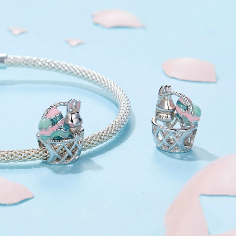 S925 Sterling Silver Easter Basket Egg Rabbit DIY Beads(BSC997) - Jewelry Accessories by PMC Jewellery | Online Shopping South Africa | PMC Jewellery | Buy Now Pay Later Mobicred