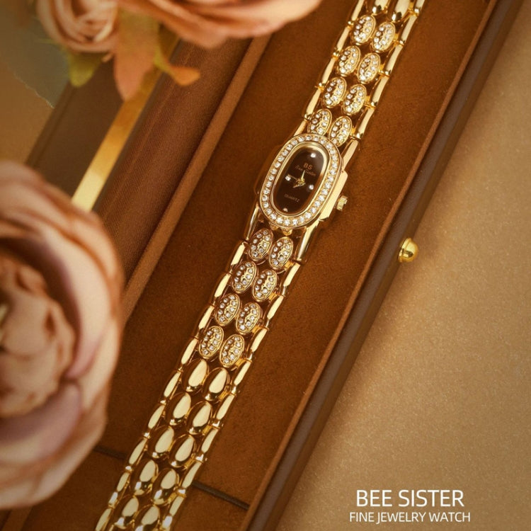 BS Bee Sister Stainless Steel Ladies Bracelet Watch Diamond Wristwatch(Golden Silver) - Metal Strap Watches by BS Bee Sister | Online Shopping South Africa | PMC Jewellery | Buy Now Pay Later Mobicred