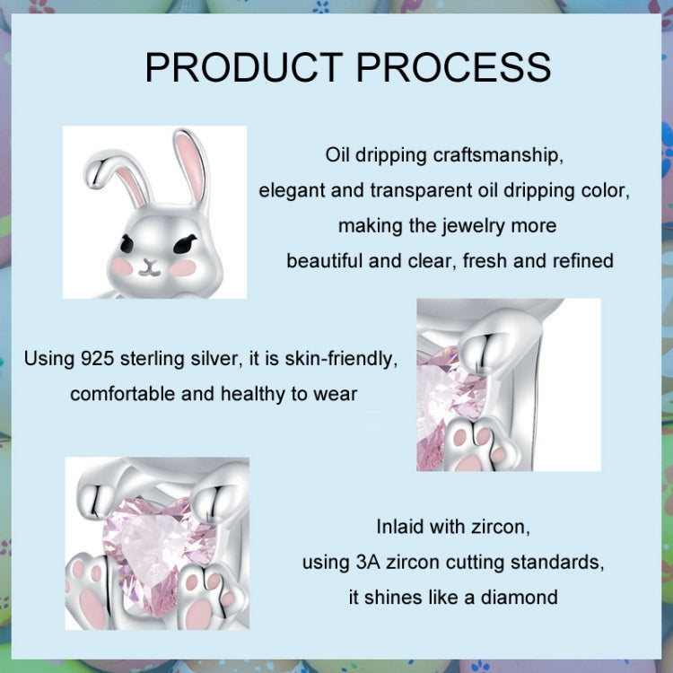 S925 Sterling Silver Easter Cute Bunny DIY Beads(BSC998) - Jewelry Accessories by PMC Jewellery | Online Shopping South Africa | PMC Jewellery | Buy Now Pay Later Mobicred