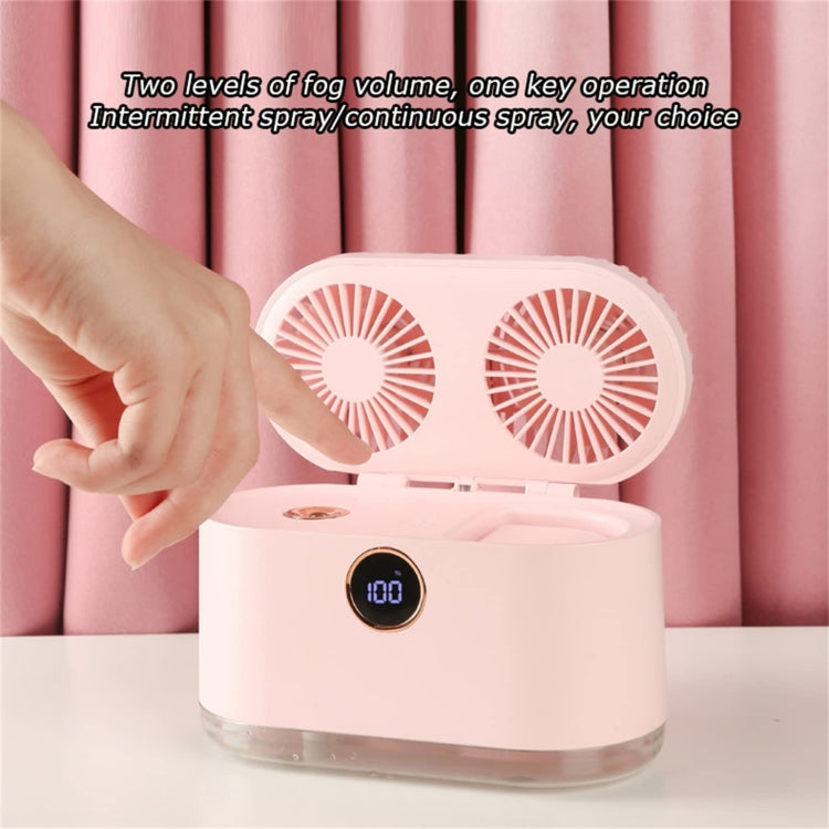 WT-818 Dual-leaf Spray Smart Digital Display Desktop Fan Night Light Humidification Cooler(Pink) - Electric Fans by PMC Jewellery | Online Shopping South Africa | PMC Jewellery | Buy Now Pay Later Mobicred