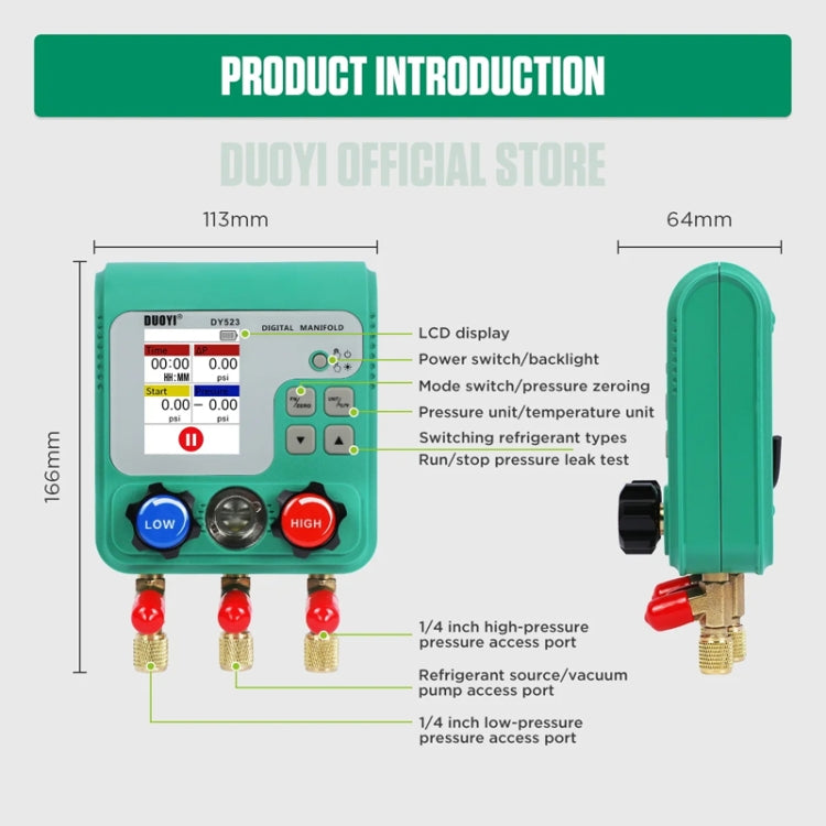 2pcs / Set DUOYI DY523 Automotive Vacuum Pressure Gauge Liquid Charge Fluorine Repair Electronic Refrigerant Meter - Electronic Test by DUOYI | Online Shopping South Africa | PMC Jewellery | Buy Now Pay Later Mobicred