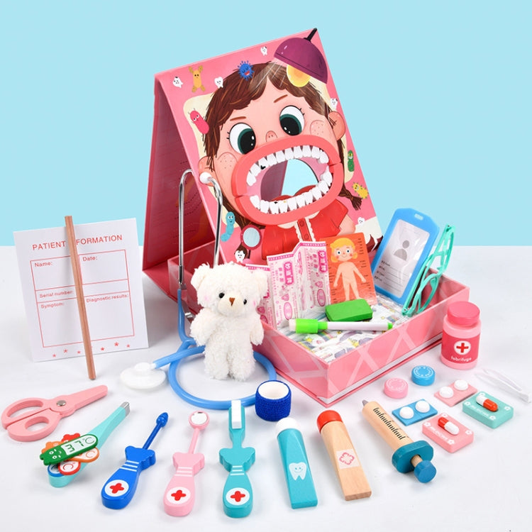 Wooden Children Oral Dentistry Simulation Dentist Set Pretend Play Medical Toy, Color: Upgrade Model Pink - Pretend Play Toys by PMC Jewellery | Online Shopping South Africa | PMC Jewellery | Buy Now Pay Later Mobicred