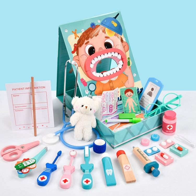 Wooden Children Oral Dentistry Simulation Dentist Set Pretend Play Medical Toy, Color: Upgrade Model Blue - Pretend Play Toys by PMC Jewellery | Online Shopping South Africa | PMC Jewellery | Buy Now Pay Later Mobicred