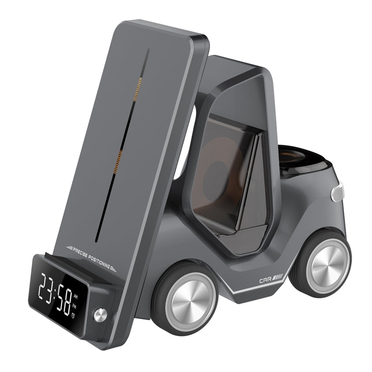 T20 5-in-1 Car-shaped Desktop Alarm Clock Wireless Charger with Atmosphere Light(Gray) - Wireless Charger by PMC Jewellery | Online Shopping South Africa | PMC Jewellery | Buy Now Pay Later Mobicred