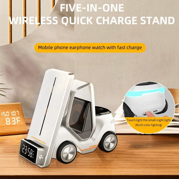 T20 5-in-1 Car-shaped Desktop Alarm Clock Wireless Charger with Atmosphere Light(Gray) - Wireless Charger by PMC Jewellery | Online Shopping South Africa | PMC Jewellery | Buy Now Pay Later Mobicred