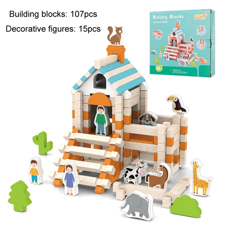 122pcs/Box Children Architecture Building Blocks Wooden House Mortise And Tenon Structure Assembled Toy - Building Blocks by PMC Jewellery | Online Shopping South Africa | PMC Jewellery | Buy Now Pay Later Mobicred