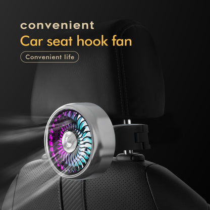 FE052 RGB Color Light USB Plug-in Clip-on Car Rear Seat Headrest Fan(Black) - Heating & Fans by PMC Jewellery | Online Shopping South Africa | PMC Jewellery | Buy Now Pay Later Mobicred