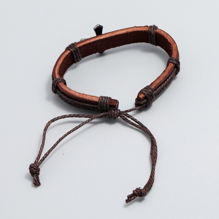 Personalized Hand-Woven Leather Bracelet Simple Pull-Out Adjustable Vintage Wristbands(Black) - Bracelets by PMC Jewellery | Online Shopping South Africa | PMC Jewellery | Buy Now Pay Later Mobicred