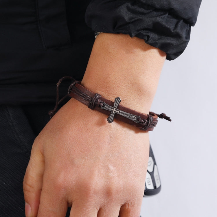 Personalized Hand-Woven Leather Bracelet Simple Pull-Out Adjustable Vintage Wristbands(Brown) - Bracelets by PMC Jewellery | Online Shopping South Africa | PMC Jewellery | Buy Now Pay Later Mobicred