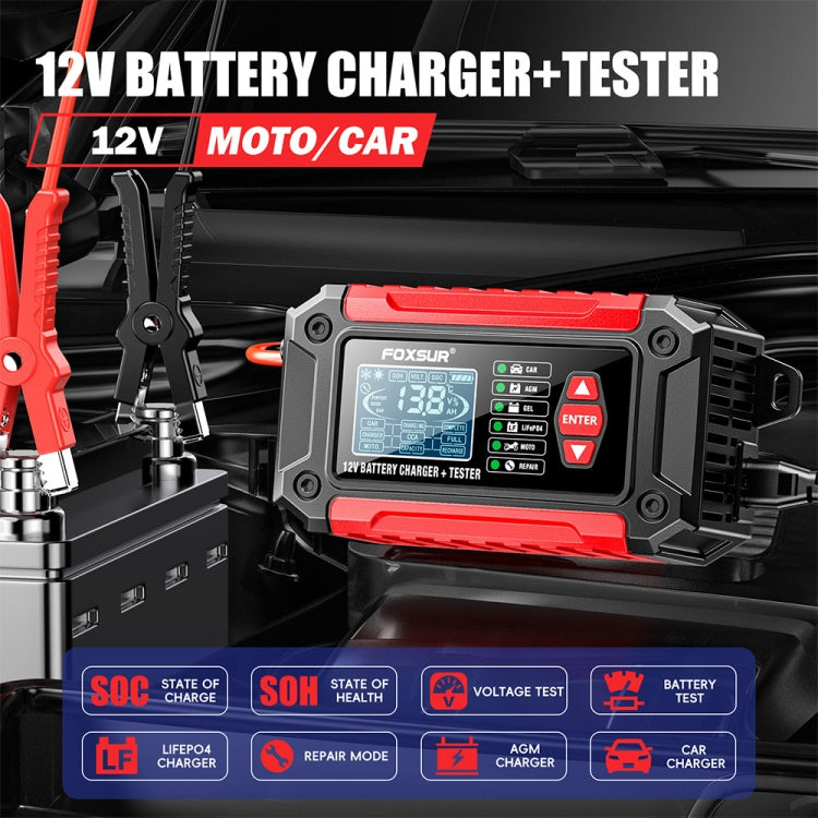 FOXSUR Cars Motorcycles 12V Lithium Cattery Charger With Battery Detection(JP Plug) - Battery Charger by FOXSUR | Online Shopping South Africa | PMC Jewellery | Buy Now Pay Later Mobicred