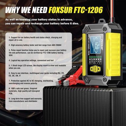 FOXSUR Cars Motorcycles 12V Lithium Cattery Charger With Battery Detection(UK Plug) - Battery Charger by FOXSUR | Online Shopping South Africa | PMC Jewellery | Buy Now Pay Later Mobicred