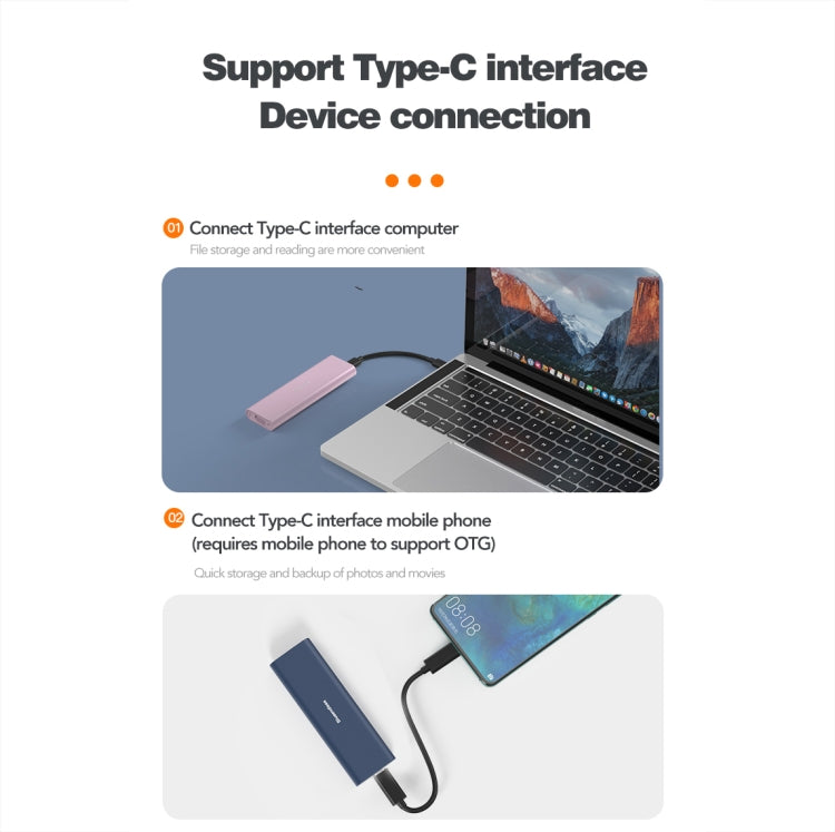 Blueendless M2815SN M.2 Dual Protocol Type-C 3.1 Mobile Hard Disk Box Laptop External SSD(Gray) - HDD Enclosure by Blueendless | Online Shopping South Africa | PMC Jewellery | Buy Now Pay Later Mobicred