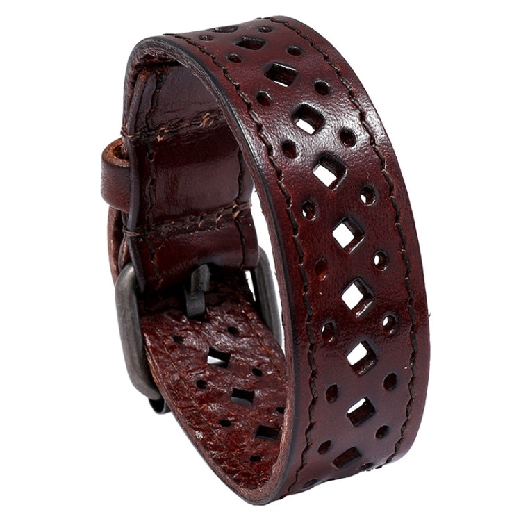 Vintage Hollowed Out Leather Bracelet Personalized Cycling Bracelet(Dark Brown) - Bracelets by PMC Jewellery | Online Shopping South Africa | PMC Jewellery | Buy Now Pay Later Mobicred